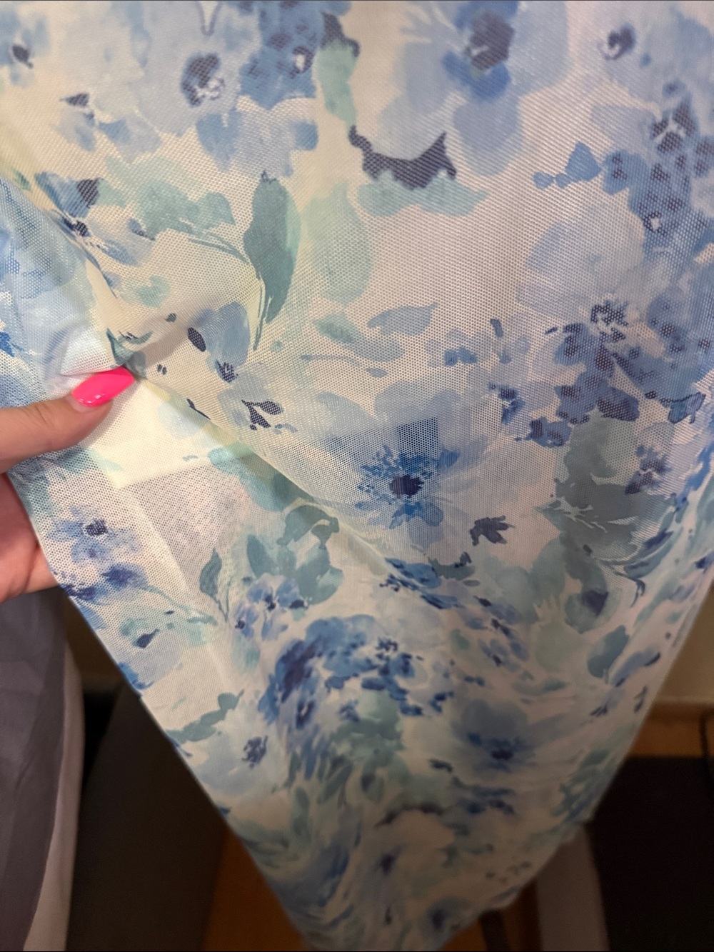 🥶 Fashion Nova Strapless Light Blue Floral Midi Dress - Picture 4 of 7